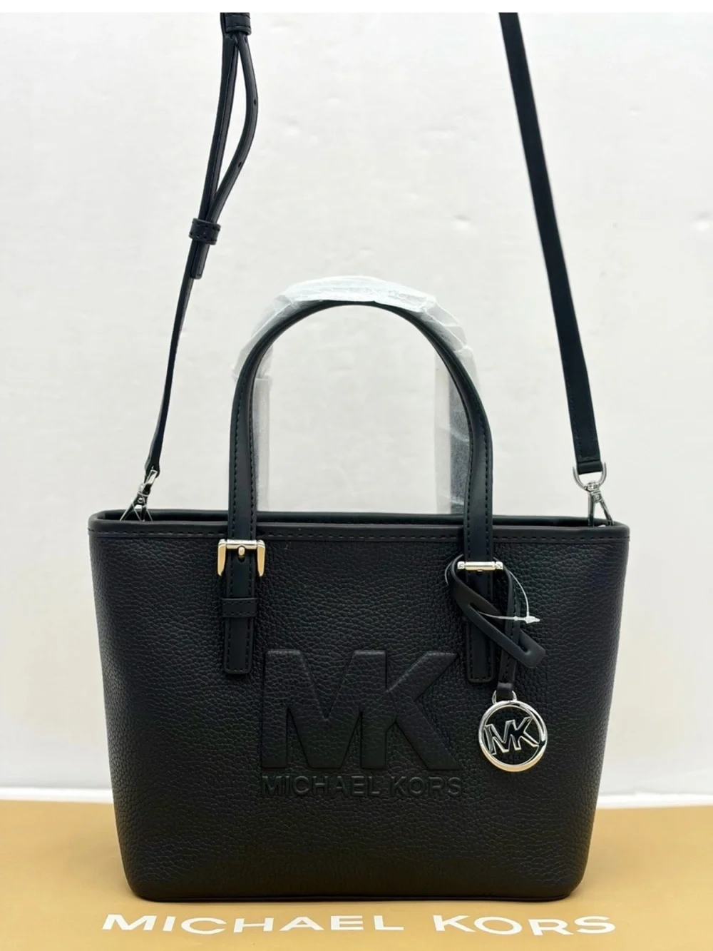 Michael Kora Jet Set Travel Carryall  Convertible Tote Crossbody Bag Black